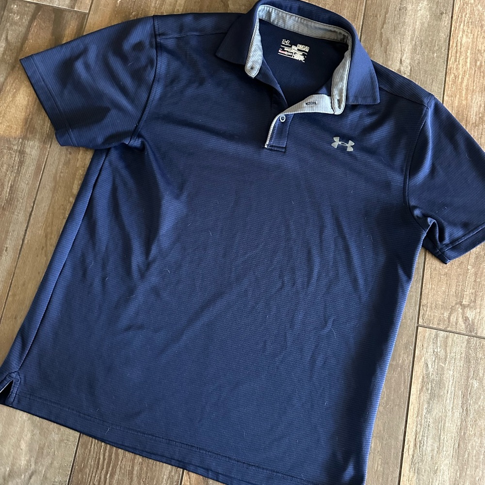 Mens Medium Under Armour Navy Blue Polo